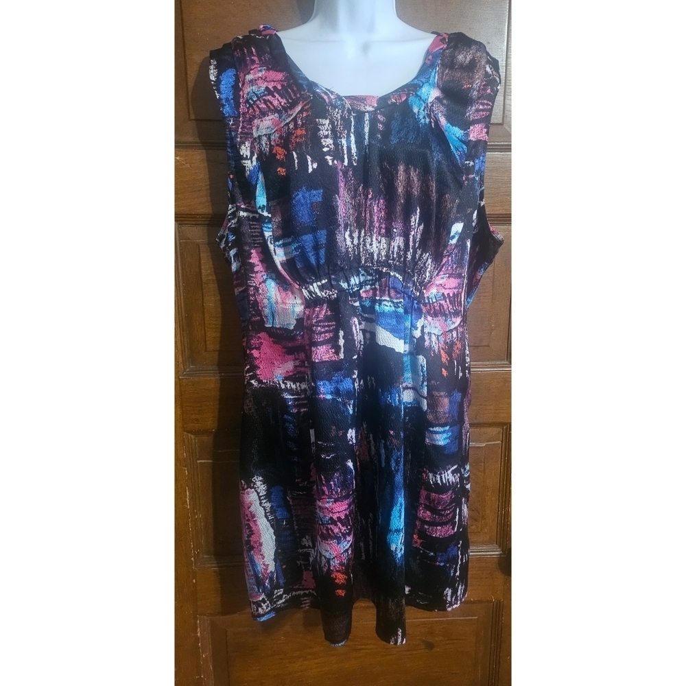 Lane Bryant Sleeveless Abstract Multicolor Shift Dress